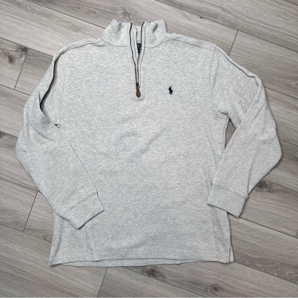 Boys grey long sleeve quarter zip pullover Polo by Ralph Lauren XL (18-20)